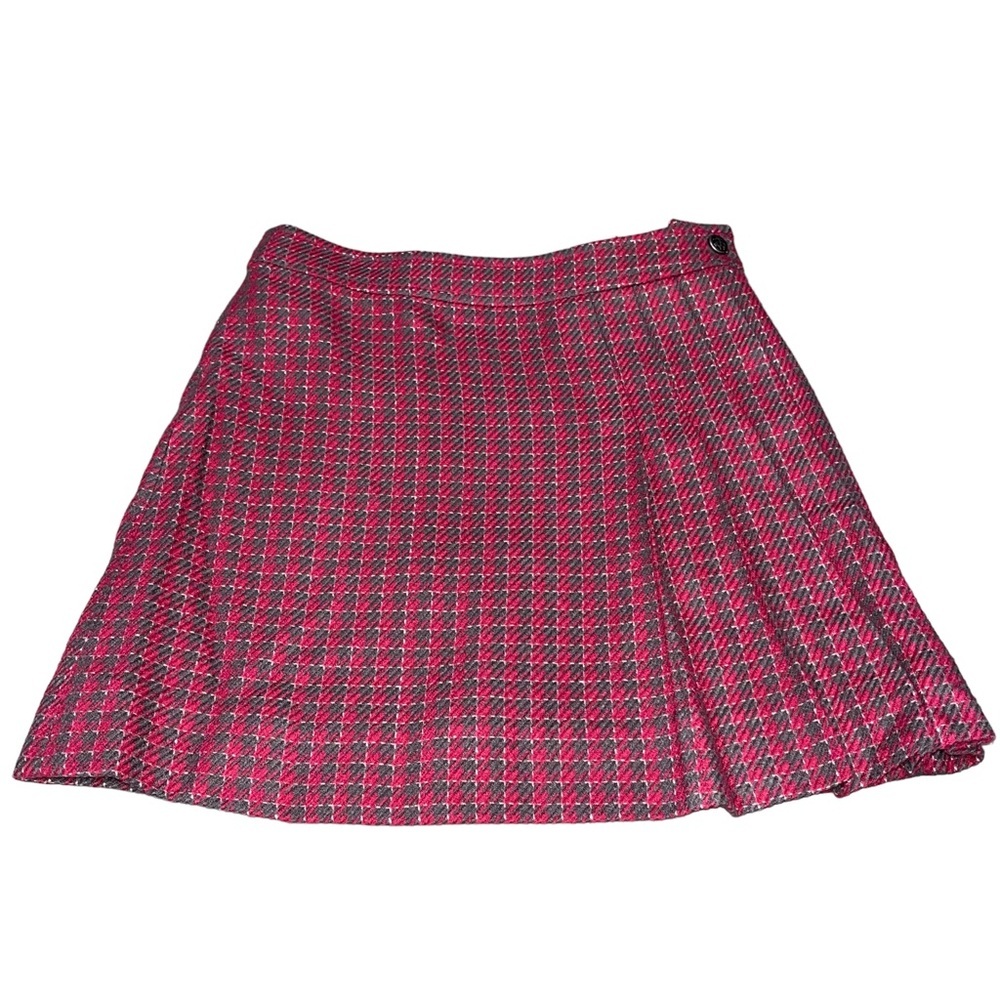Brooks Brothers Red Fleece Girls Pink & Gray Houndstooth Pleated Skirt